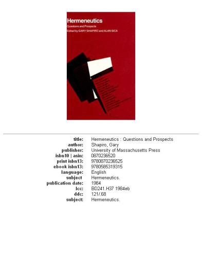 Hermeneutics: Questions and Prospects