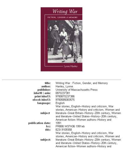 Writing war: fiction, gender, and memory