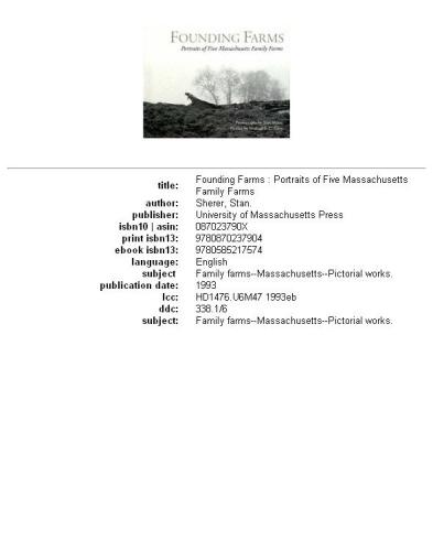 Founding farms: portraits of five Massachusetts family farms