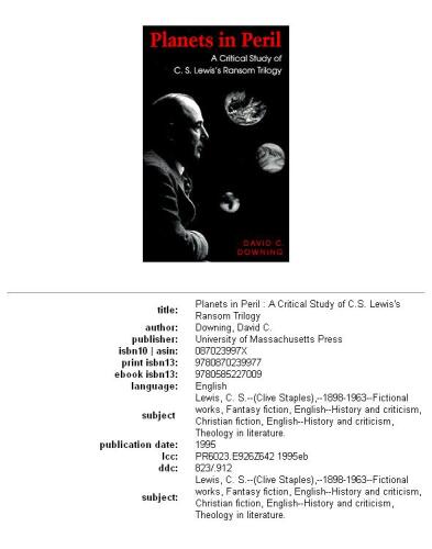 Planets in peril: a critical study of C.S. Lewis's ransom trilogy