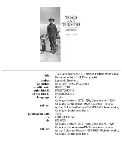 Trials and triumphs: a Colorado portrait of the Great Depression, with FSA photographs