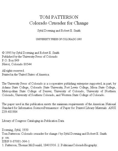 Tom Patterson: Colorado crusader for change