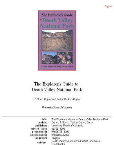 The explorer's guide to Death Valley National Park