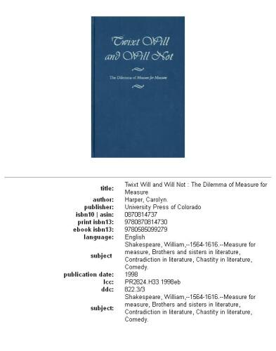 Twixt will and will not: the dilemma of Measure for measure