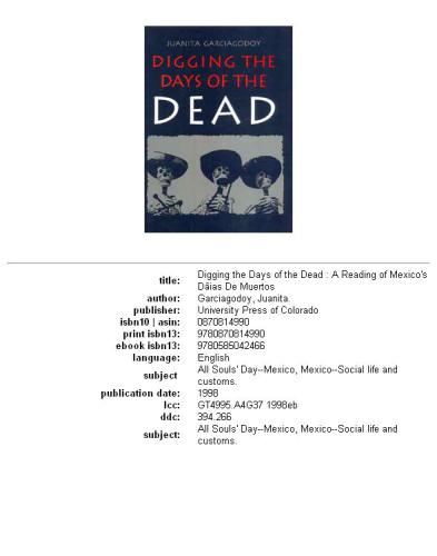 Digging the Days of the Dead: a reading of Mexico's días de muertos