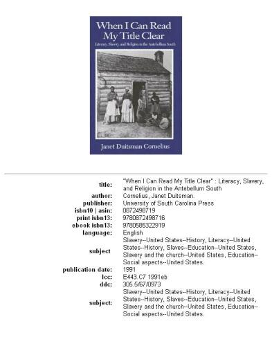 'When I can read my title clear'': literacy, slavery, and religion in the antebellum South