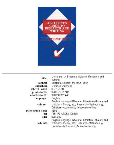 Literature: a student's guide to research and writing