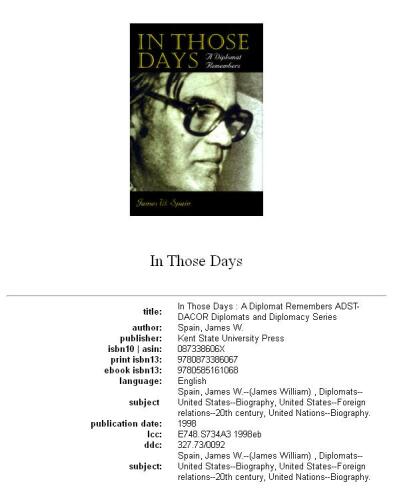 In those days: a diplomat remembers