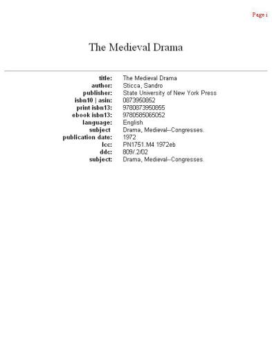 The Medieval drama