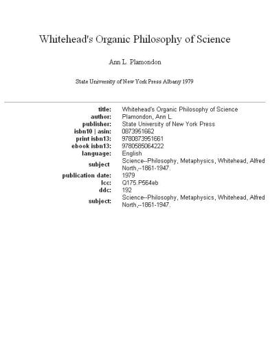 Whitehead's organic philosophy of science