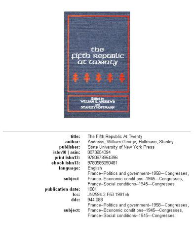 The Fifth Republic at twenty