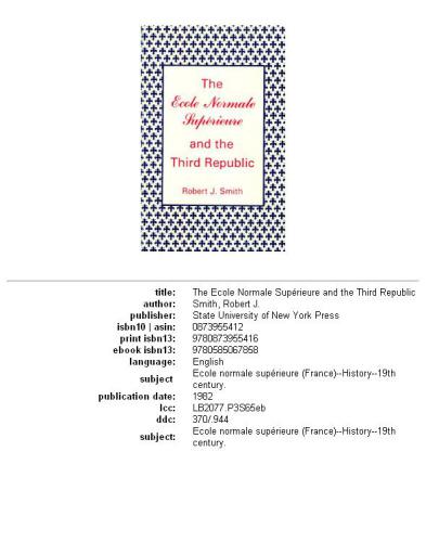 The Ecole normale supérieure and the Third Republic