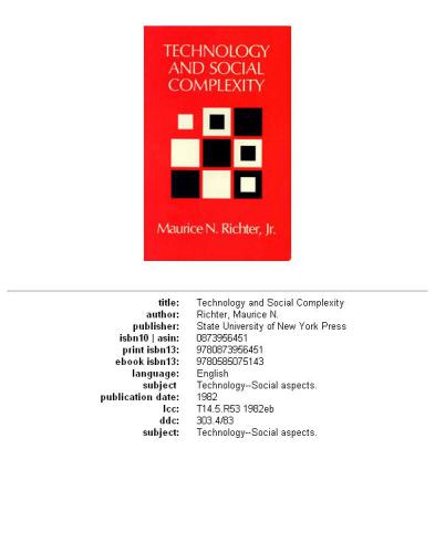 Technology and social complexity