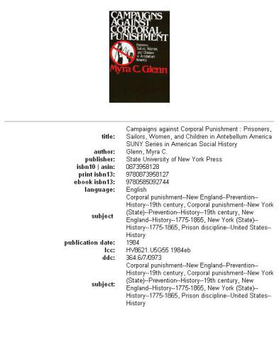 Campaigns against corporal punishment: prisoners, sailors, women, and children in antebellum America