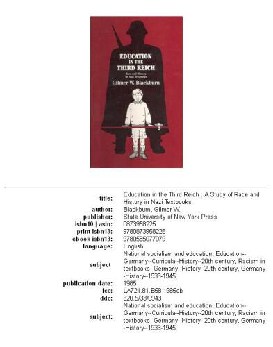 Education in the Third Reich: a study of race and history in Nazi textbooks