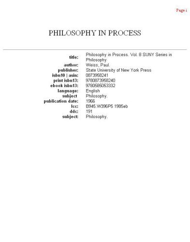 Philosophy in Process, Volume 9