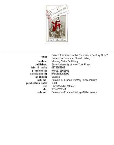 French feminism in the nineteenth century