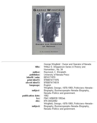 George Wingfield: owner and operator of Nevada