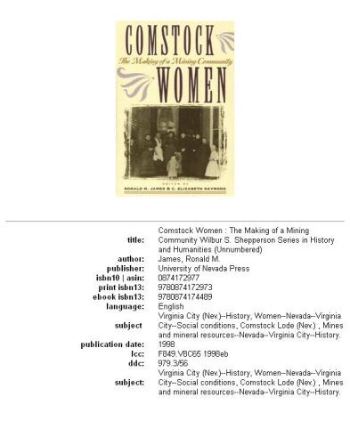 Comstock women: the making of a mining community