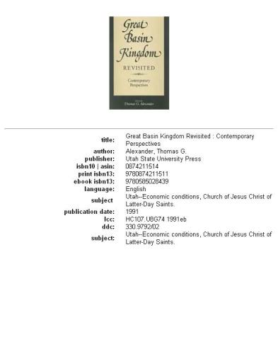 Great Basin Kingdom revisited: contemporary perspectives