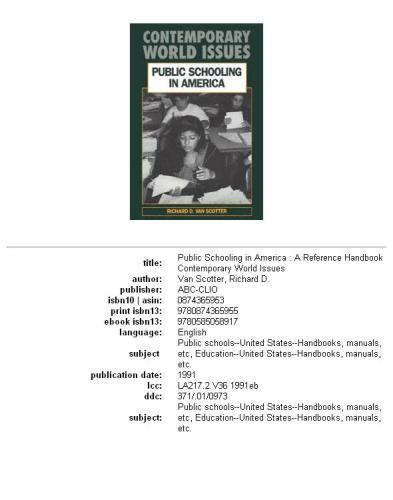 Public schooling in America: a reference handbook