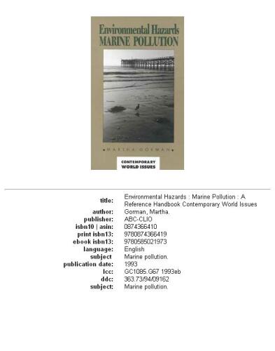 Environmental hazards: marine pollution