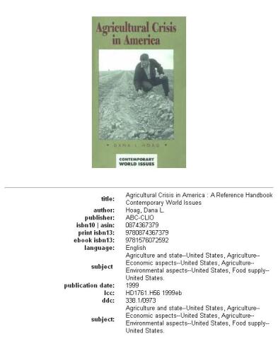 Agricultural crisis in America: a reference handbook
