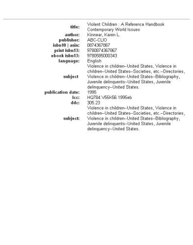 Violent children: a reference handbook