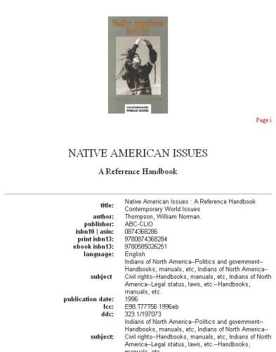 Native American issues: a reference handbook