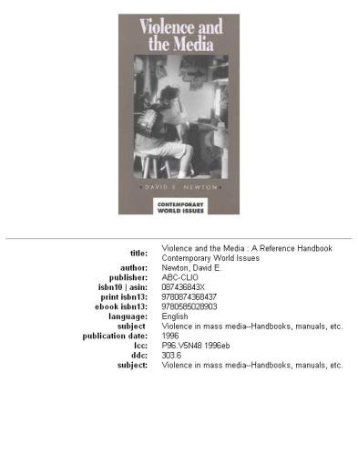 Violence and the media: a reference handbook