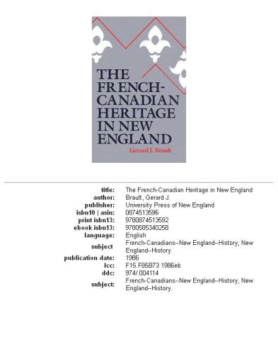 The French-Canadian heritage in New England