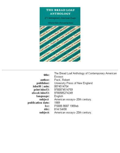 The Bread Loaf Anthology of Contemporary American Essays