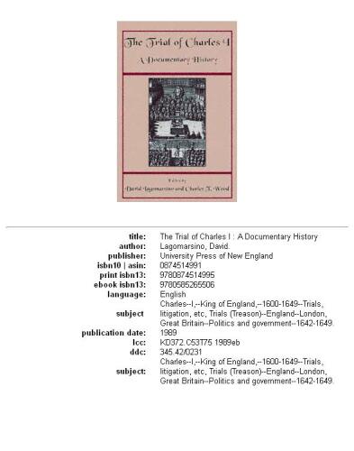 The Trial of Charles I: a documentary history