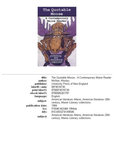 The Quotable moose: a contemporary Maine reader