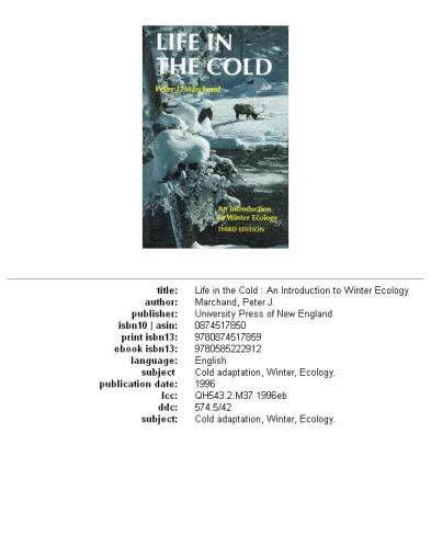 Life in the cold: an introduction to winter ecology