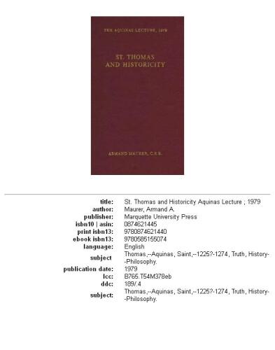 St. Thomas and historicity