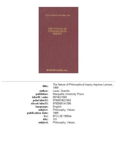 The nature of philosophical inquiry