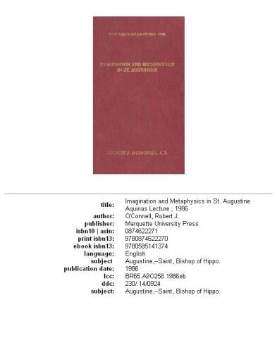 Imagination and metaphysics in St. Augustine