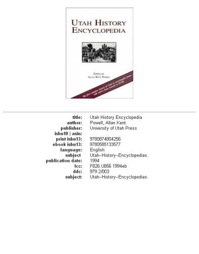 Utah history encyclopedia