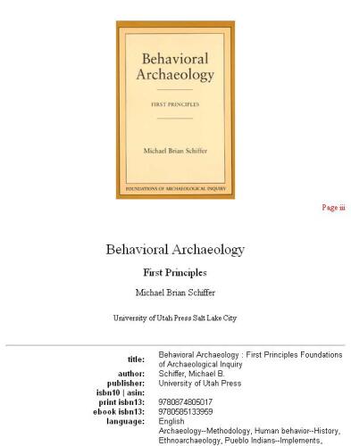 Behavioral archaeology: first principles