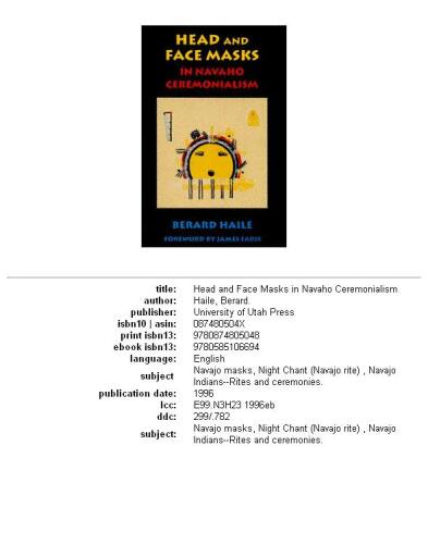 Head and face masks in Navaho ceremonialism
