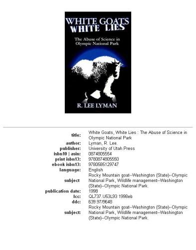 White goats, white lies: the misuse of science in Olympic National Park