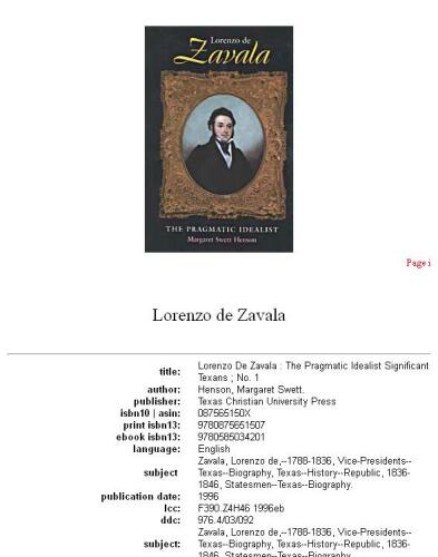 Lorenzo de Zavala: the pragmatic idealist