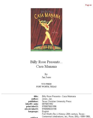 Billy Rose presents-- Casa Mañana