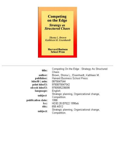 Competing on the edge: strategy as structured chaos
