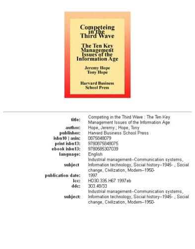 Competing in the third wave: the ten key management issues of the information age