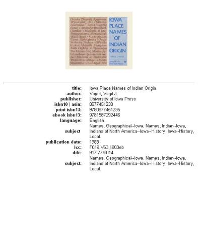 Iowa place names of Indian origin