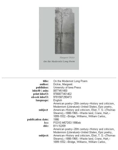 On the modernist long poem