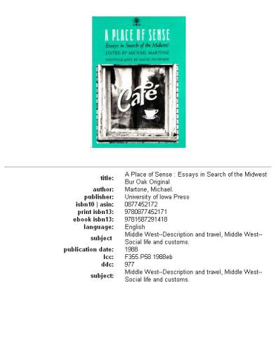 A Place of sense: essays in search of the Midwest