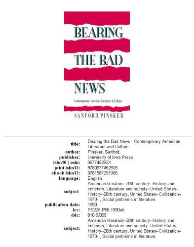Bearing the bad news: contemporary American literature and culture